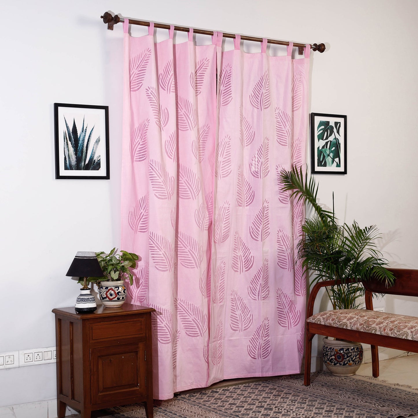 Leaves Cutwork Cotton Barmer Applique Door Curtain