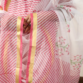 Pink - leheriya printed kota doria kurta with palazzo &