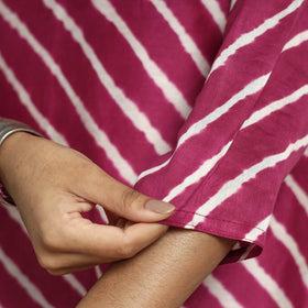 Pink - leheriya tie-dye chanderi silk a-line kurta