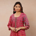Buy Leheriya Tie-Dye Chanderi Silk Long Kurta for Women