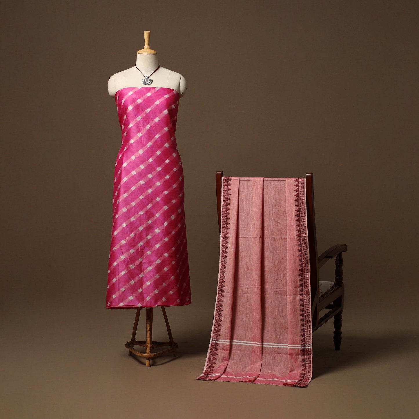 Leheriya tie-dye handloom chanderi silk 2pc unstitched