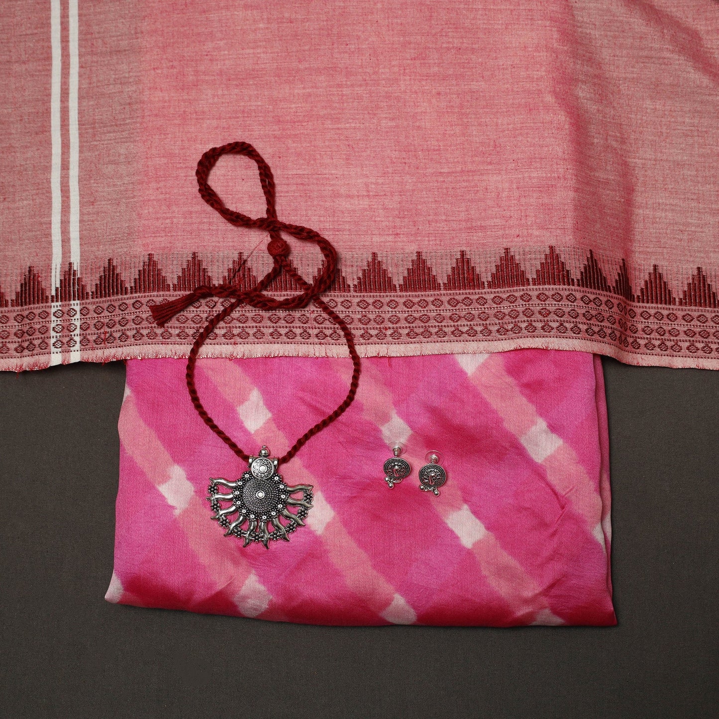 Leheriya tie-dye handloom chanderi silk 2pc unstitched