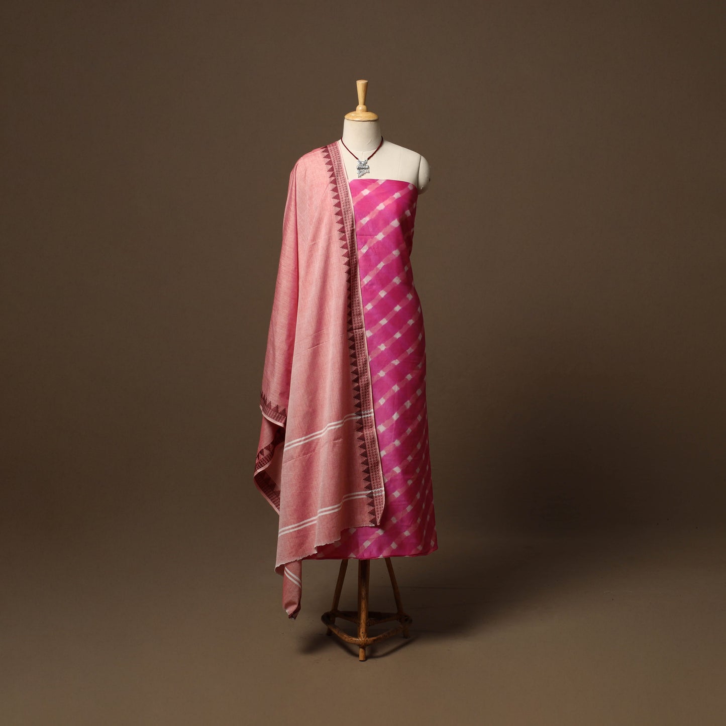 Leheriya tie-dye handloom chanderi silk 2pc unstitched