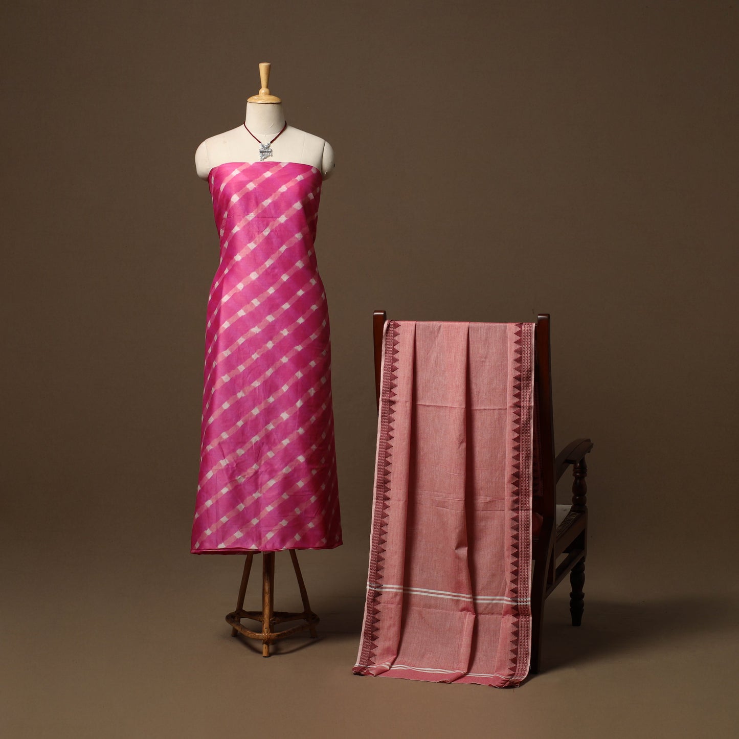 Leheriya tie-dye handloom chanderi silk 2pc unstitched