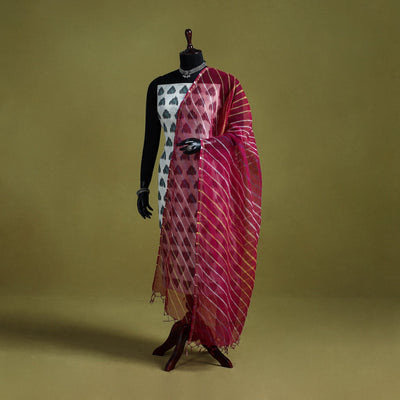 Pink - tie-dye kota doria cotton leheriya dupatta 14