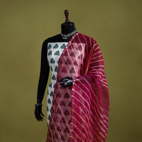 Pink - tie-dye kota doria cotton leheriya dupatta 14