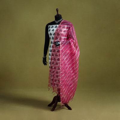 Pink - tie-dye kota doria cotton leheriya dupatta 15