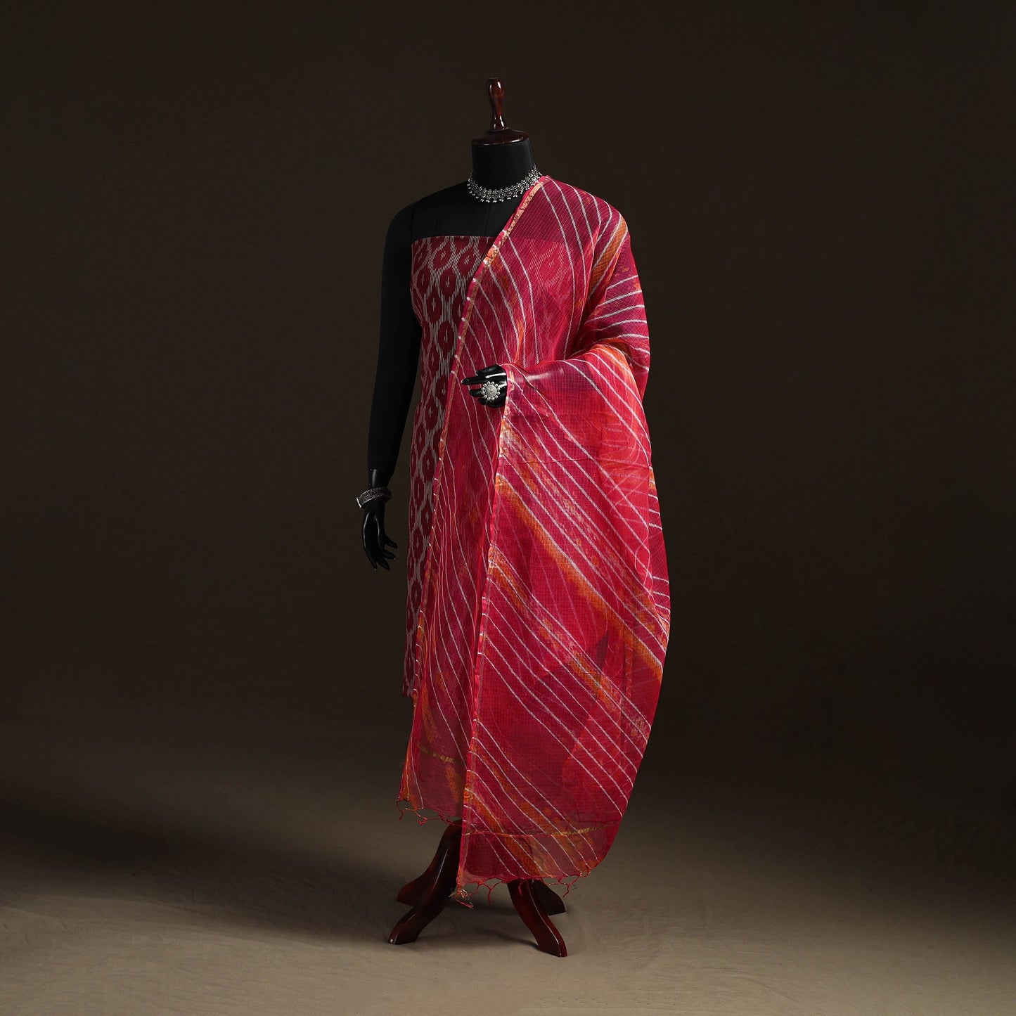 Leheriya tie-dye kota doria cotton dupatta 39 - handcrafted