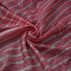 Pink Leheriya Tie-Dye Tussar Silk Handloom Fabric