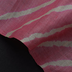 Pink Leheriya Tie-Dye Tussar Silk Handloom Fabric