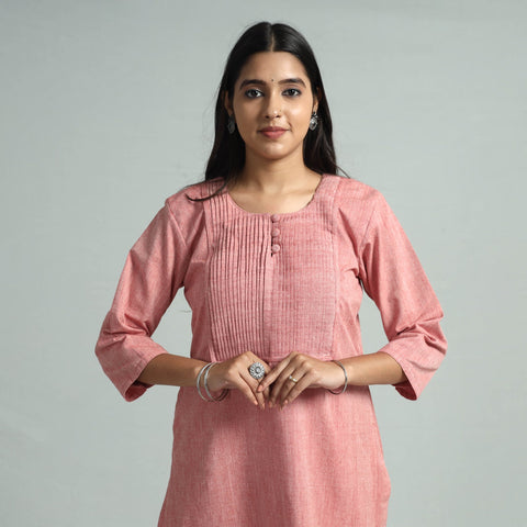 Buy Jhiri Handloom Cotton Pintuck Long Kurta Online l iTokri.com