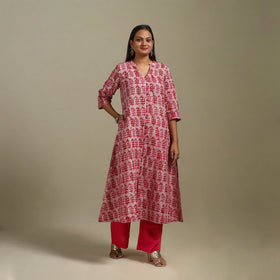 A-line cotton hand batik kurta for women 17 - handcrafted