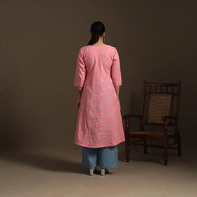 A-line cotton hand embroidered jacquard kurta for women 21