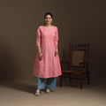 A-line cotton hand embroidered jacquard kurta for women 21