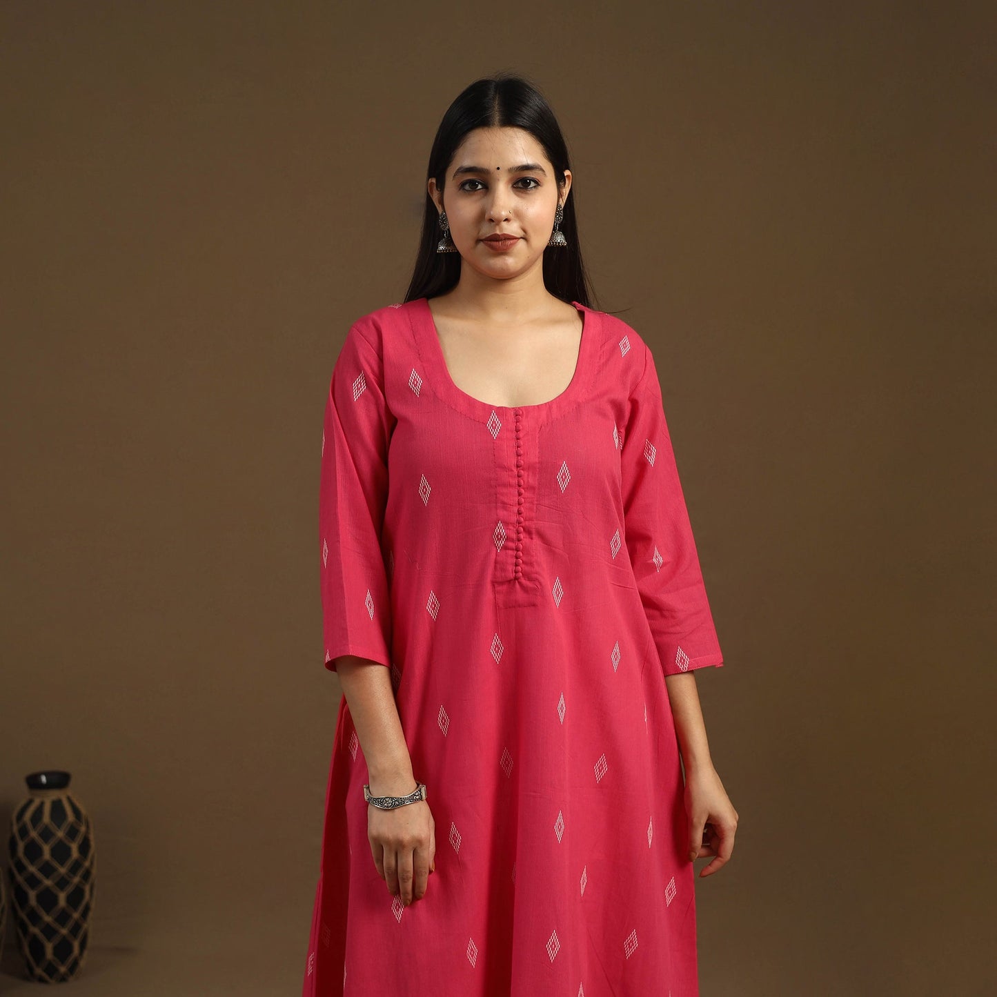  A-Line Cotton Jacquard Kurta for Women