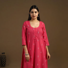  A-Line Cotton Jacquard Kurta for Women