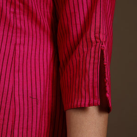 Pink A-Line Cotton Jacquard Kurta