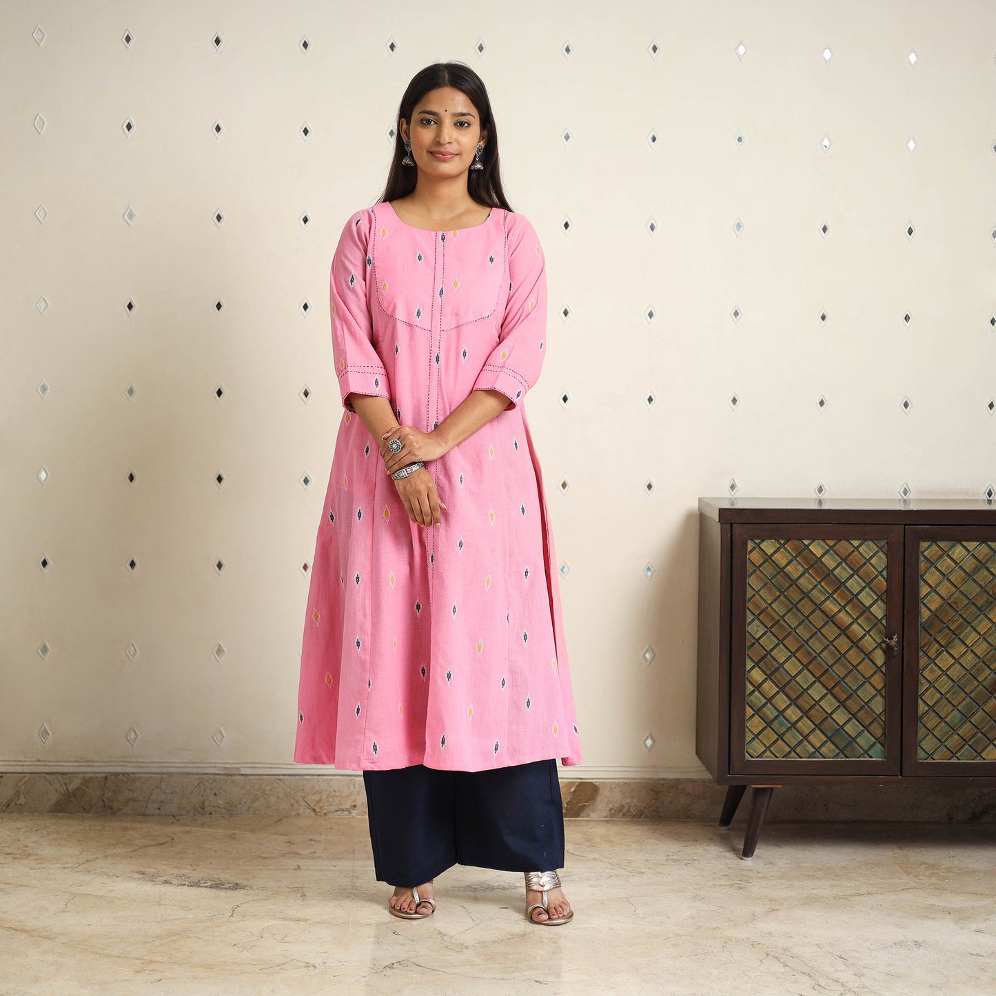  A-Line Cotton Jacquard Kurta