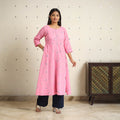  A-Line Cotton Jacquard Kurta
