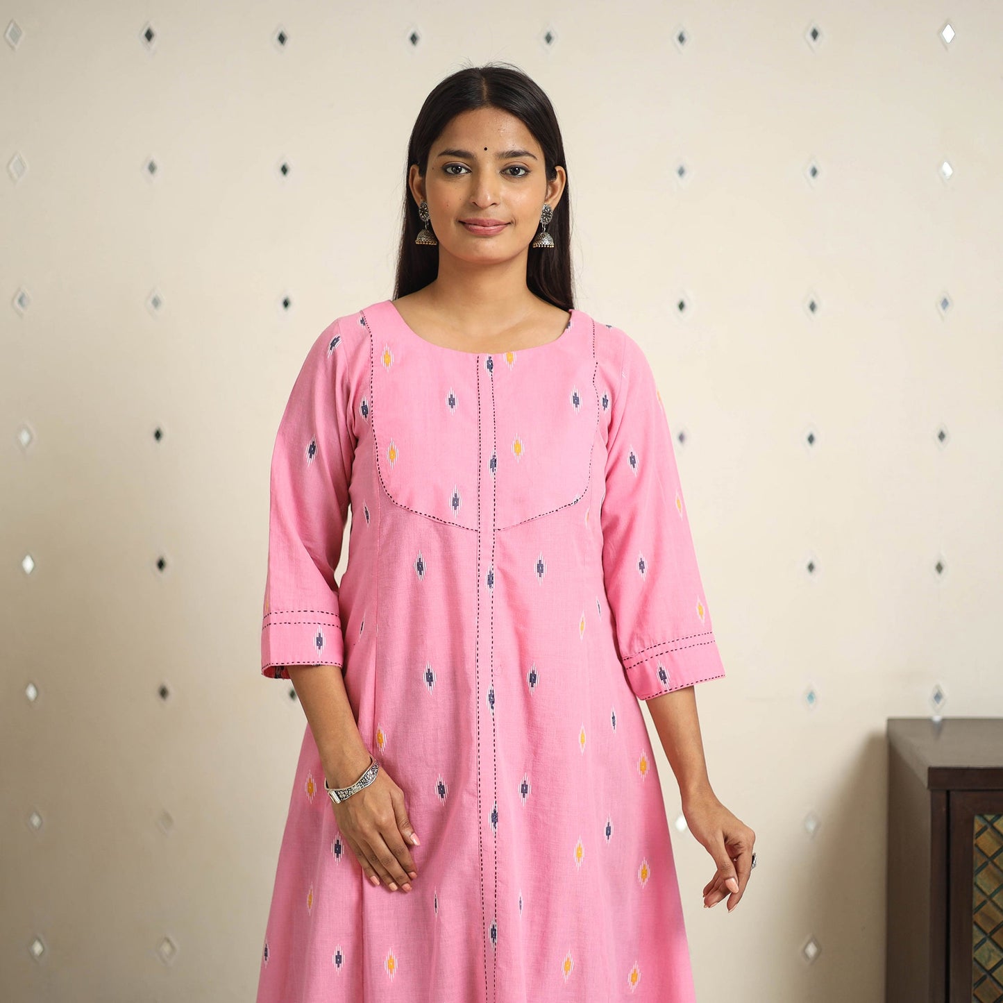  A-Line Cotton Jacquard Kurta