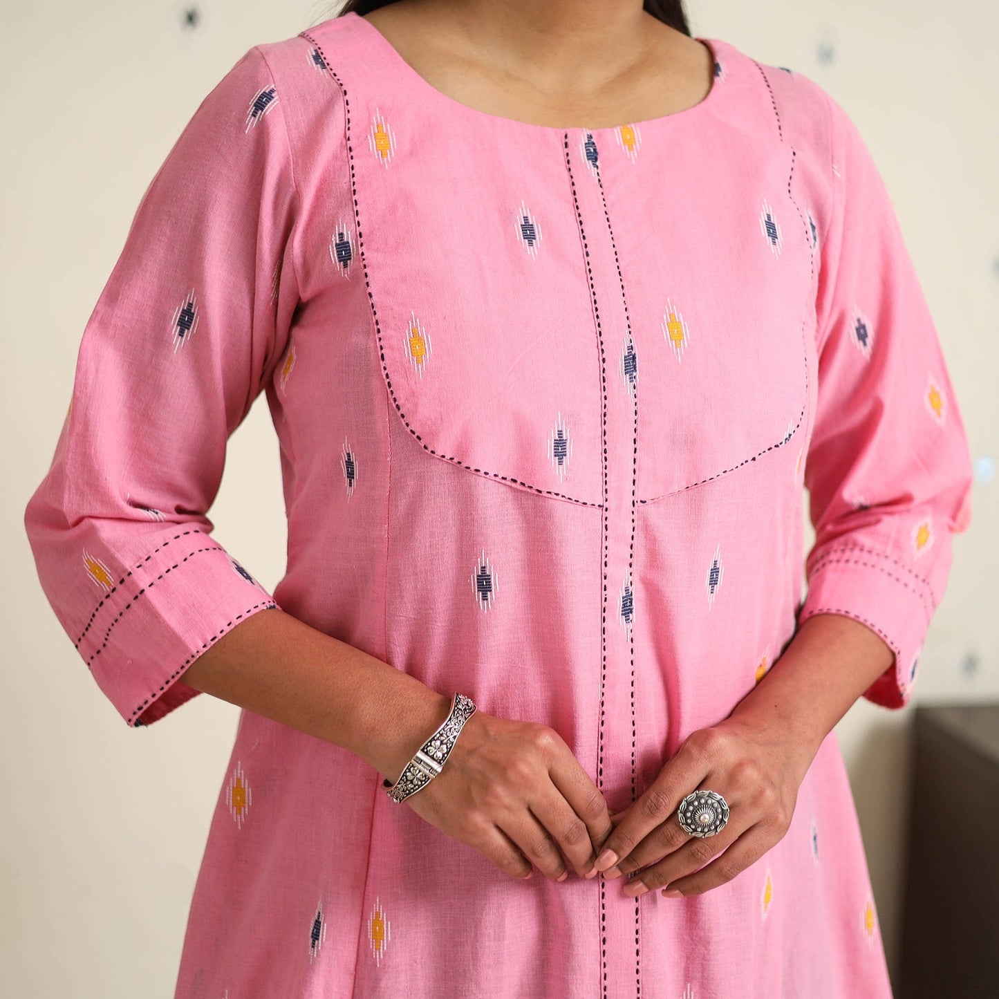  A-Line Cotton Jacquard Kurta