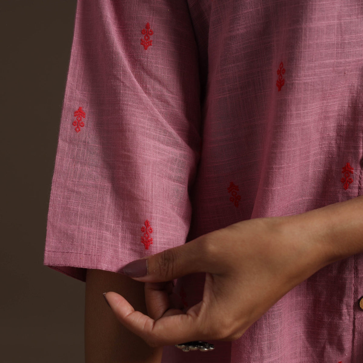 A-line cotton jacquard kurta for women 05 - handcrafted
