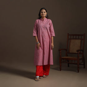 A-line cotton jacquard kurta for women 05 - handcrafted