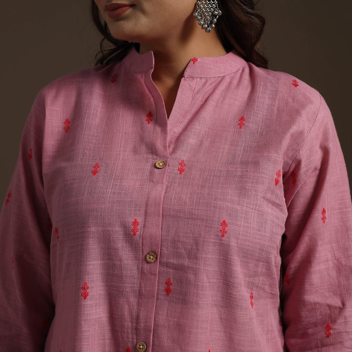 A-line cotton jacquard kurta for women 05 - handcrafted