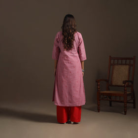 A-line cotton jacquard kurta for women 05 - handcrafted