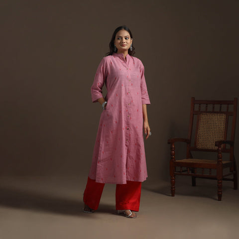 A-line cotton jacquard kurta for women 05 - handcrafted