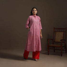 A-line cotton jacquard kurta for women 05 - handcrafted