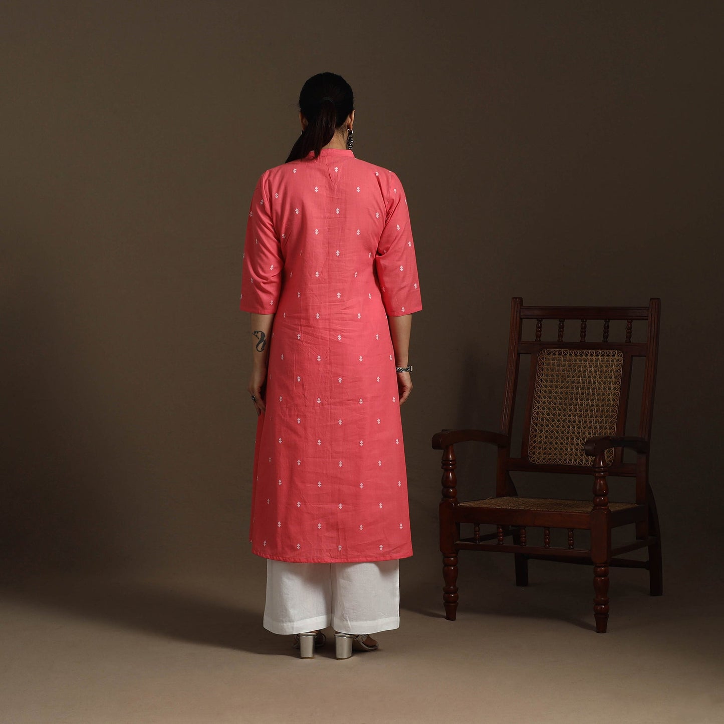 A-line cotton jacquard kurta for women 10 - handcrafted