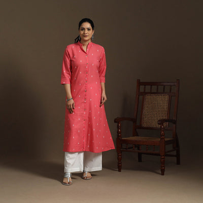 A-line cotton jacquard kurta for women 10 - handcrafted