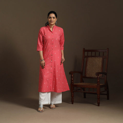 A-line cotton jacquard kurta for women 10 - handcrafted