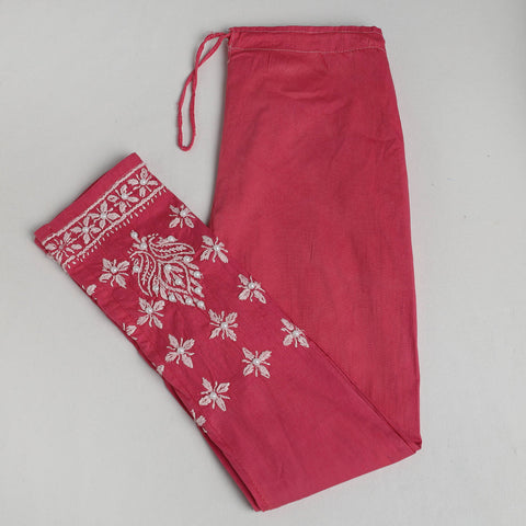  Lucknow Chikankari Hand Embroidery Beadwork Cotton Pant Online at iTokri.com
