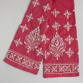 Lucknow Chikankari Hand Embroidery Beadwork Cotton Pant Online at iTokri.com