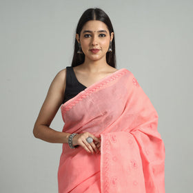  Lucknow Chikankari Hand Embroidery Terivoile Cotton Saree 11 Online at iTokri.com