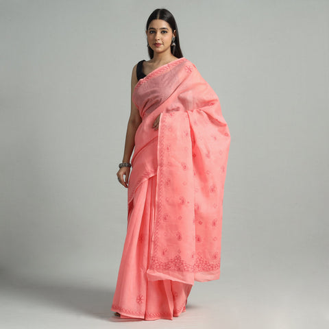  Lucknow Chikankari Hand Embroidery Terivoile Cotton Saree 11 Online at iTokri.com