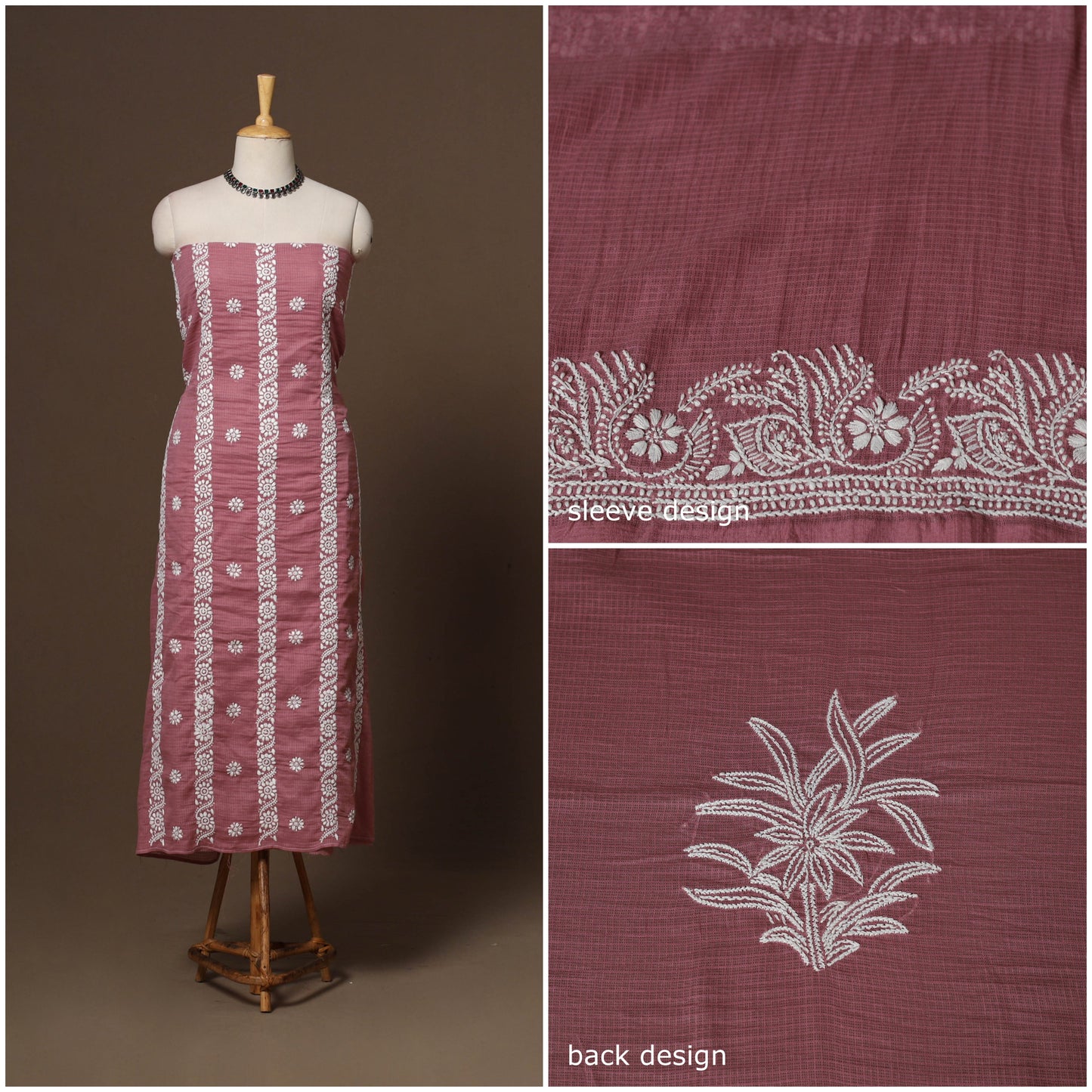 Lucknowi chikankari hand embroidered kota doria cotton 2pc