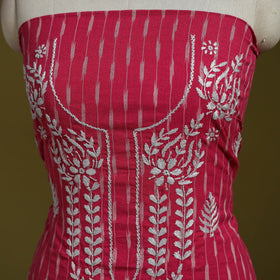 Lucknowi chikankari work pochampally ikat unstitched kurta
