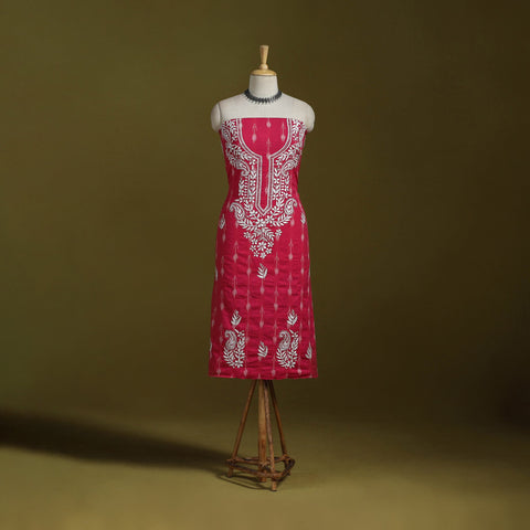 Lucknowi chikankari work pochampally ikat unstitched kurta