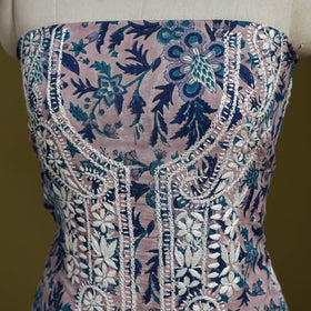 Lucknowi chikankari work sanganeri unstitched kurta