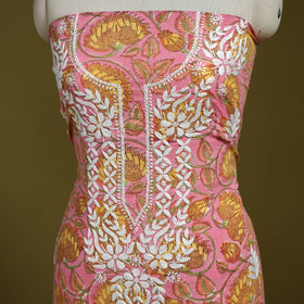 Lucknowi chikankari work sanganeri unstitched kurta