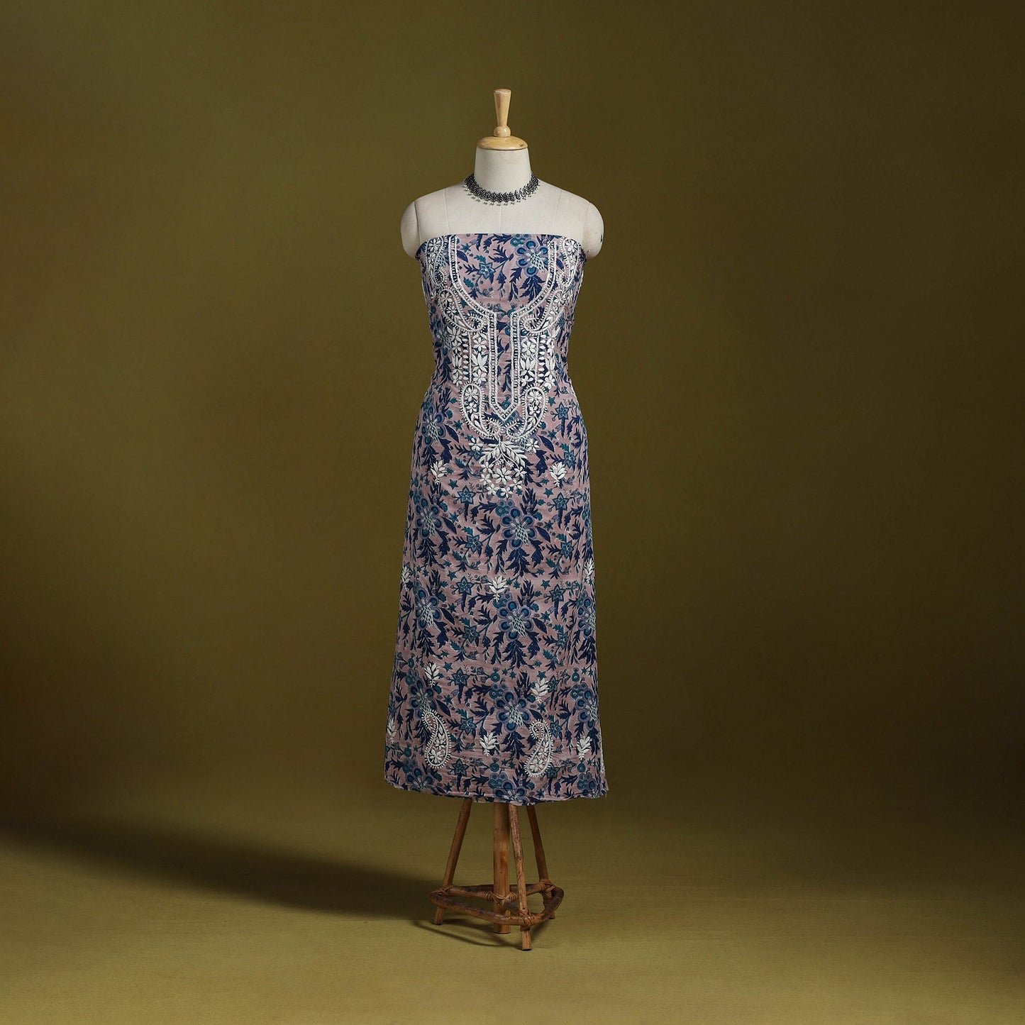 Lucknowi chikankari work sanganeri unstitched kurta