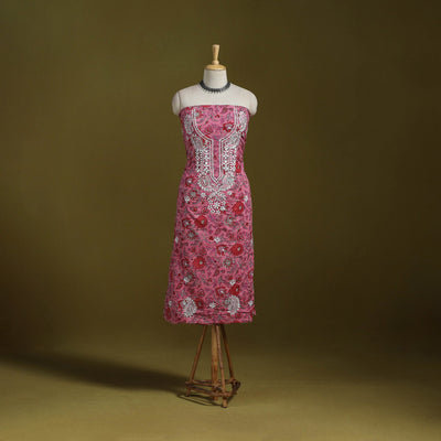 Lucknowi chikankari work sanganeri unstitched kurta