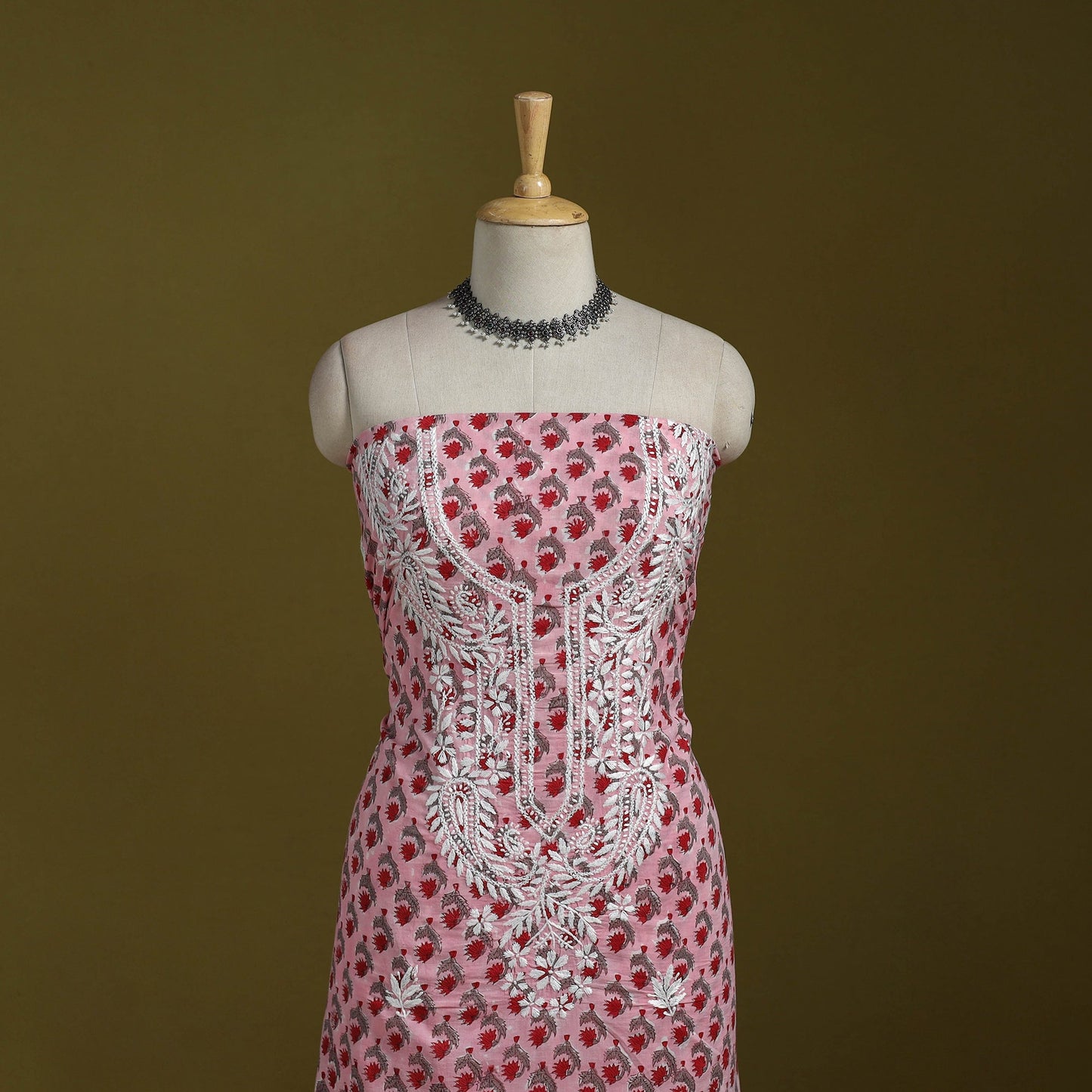 Lucknowi chikankari work sanganeri unstitched kurta