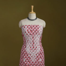 Lucknowi chikankari work sanganeri unstitched kurta