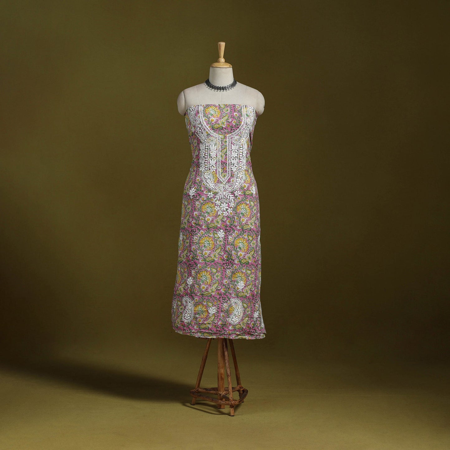 Lucknowi chikankari work sanganeri unstitched kurta