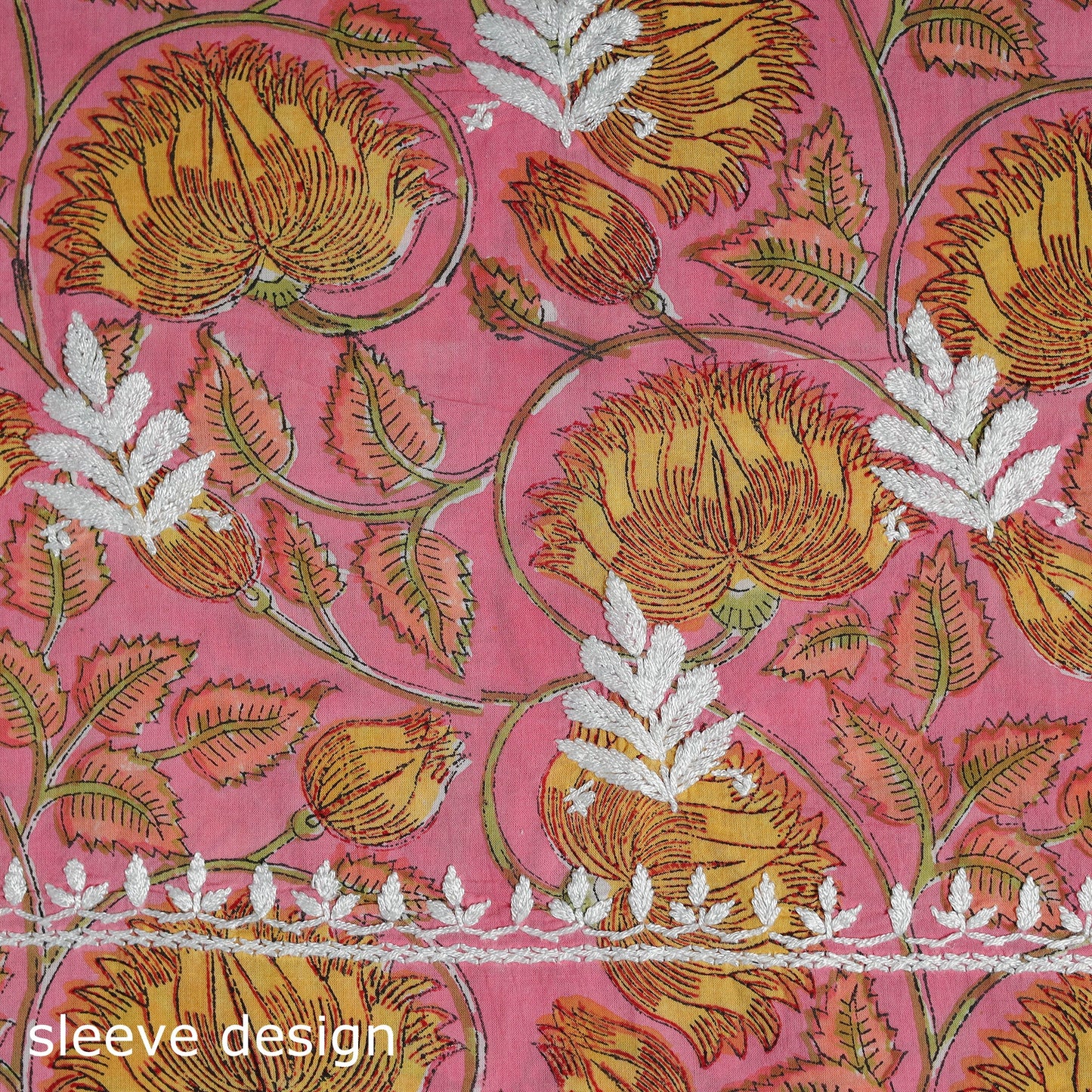 Lucknowi chikankari work sanganeri unstitched kurta