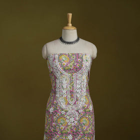 Lucknowi chikankari work sanganeri unstitched kurta
